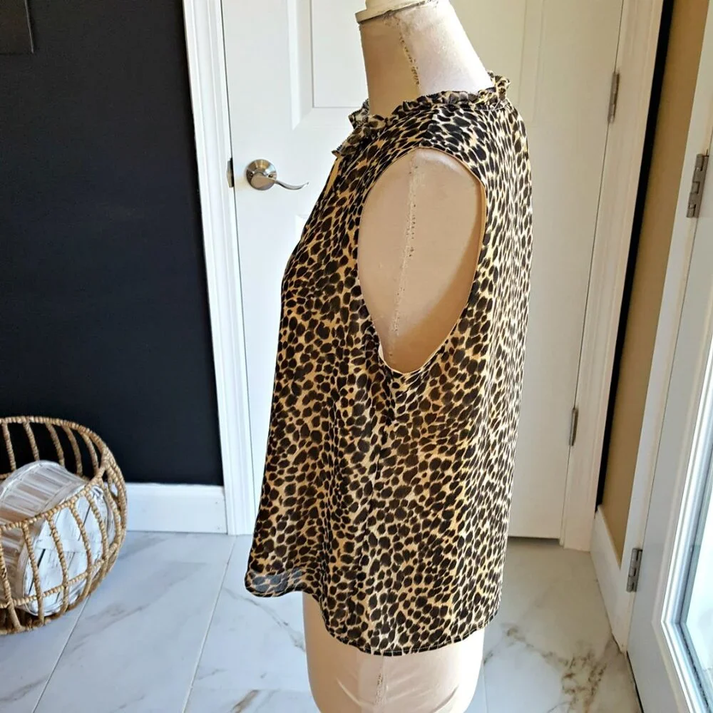 J CREW Animal PRINT Sleeveless BLOUSE SZ L